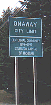 Onaway City Limit sign